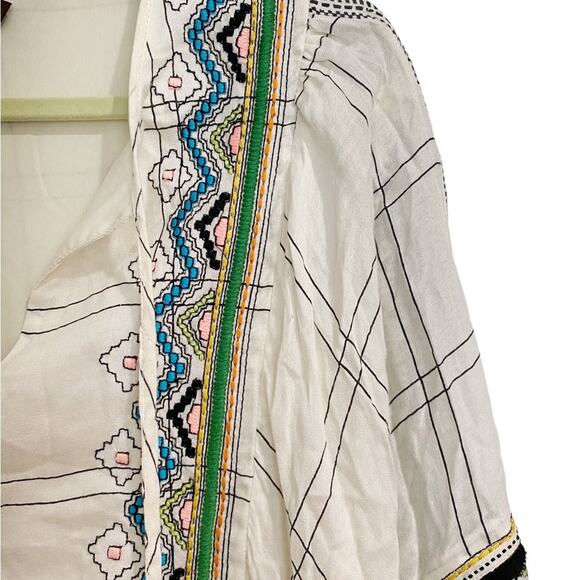 Anthropologie Vineet Bahl Cream Brielle Embroidered Blouse Sz S - Picture 5 of 13